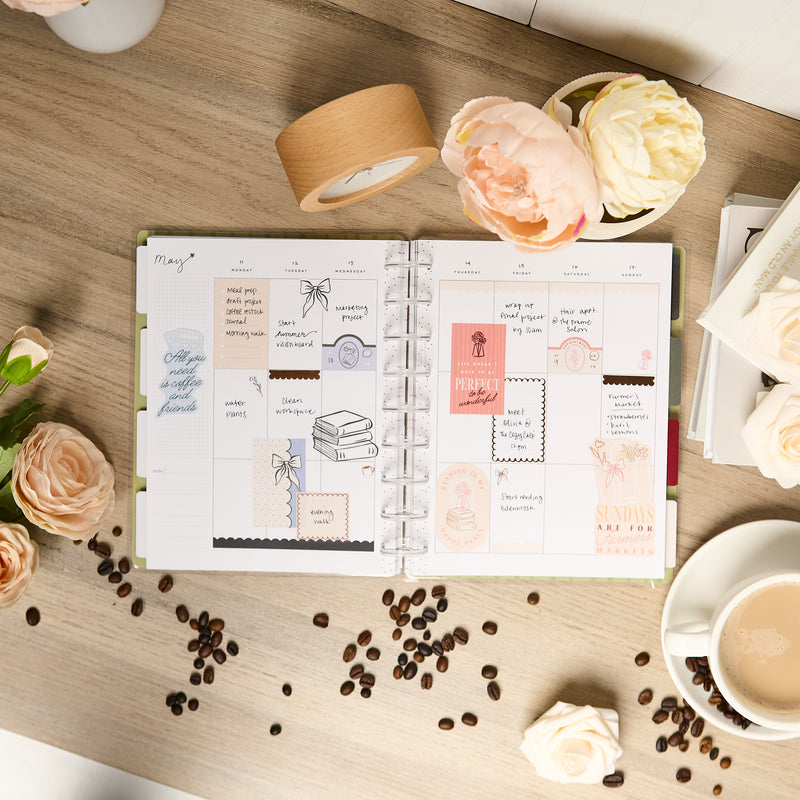 Undated Café Coquette Customizable Planner - Classic Vertical Layout - 12 Months