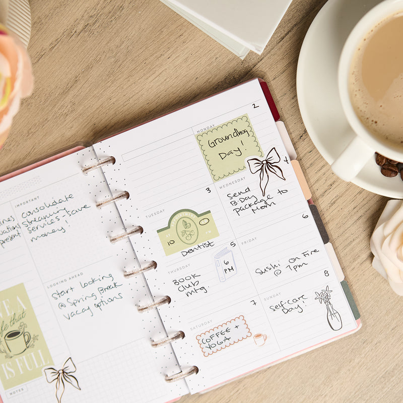 Undated Café Coquette Customizable Planner - Mini Dashboard Layout - 12 Months
