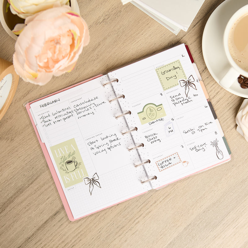 Undated Café Coquette Customizable Planner - Mini Dashboard Layout - 12 Months
