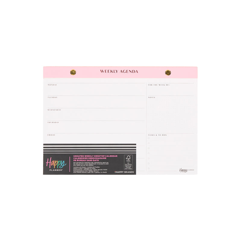 Blushed - Gilded Edge Undated Weekly Desktop Calendar