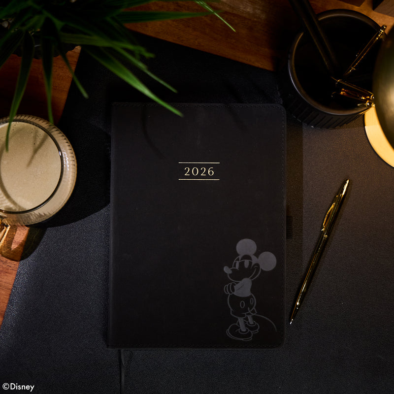 Undated Premium Obsidian Disney Mickey Mouse Book Bound Planner - Small Vertical Layout - 12 Months