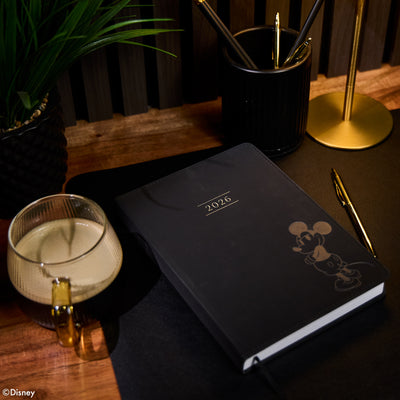 Undated Premium Obsidian Disney Mickey Mouse Book Bound Planner - Small Vertical Layout - 12 Months