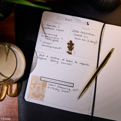 Undated Premium Obsidian Disney Mickey Mouse Book Bound Planner - Small Vertical Layout - 12 Months