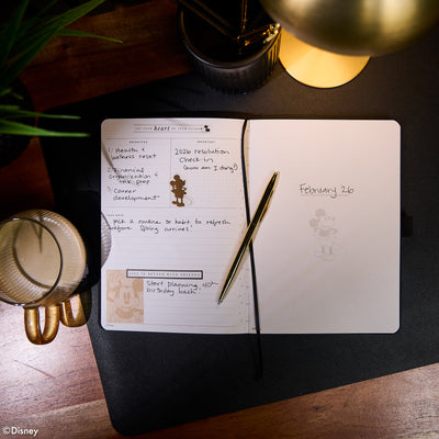 Undated Premium Obsidian Disney Mickey Mouse Book Bound Planner - Small Vertical Layout - 12 Months