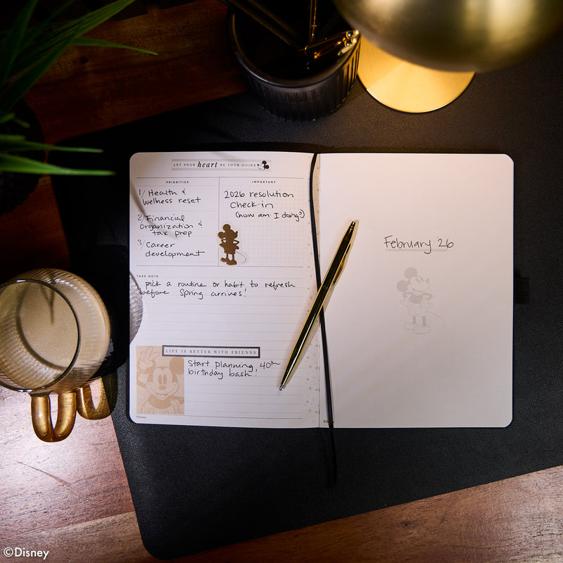 Undated Premium Obsidian Disney Mickey Mouse Book Bound Planner - Small Vertical Layout - 12 Months