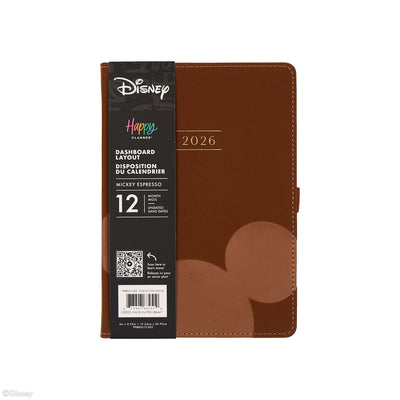 Undated Premium Espresso Disney Mickey Mouse Book Bound Planner - Small Dashboard Layout - 12 Months