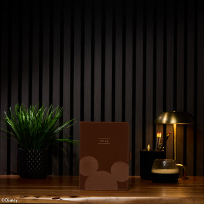 Undated Premium Espresso Disney Mickey Mouse Book Bound Planner - Small Dashboard Layout - 12 Months