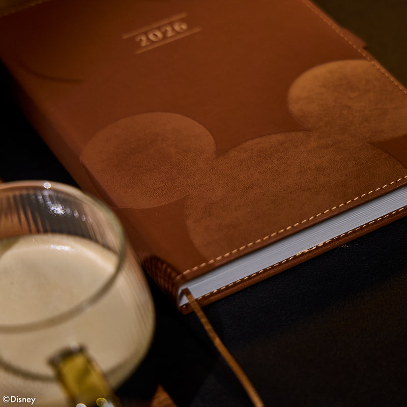 Undated Premium Espresso Disney Mickey Mouse Book Bound Planner - Small Dashboard Layout - 12 Months