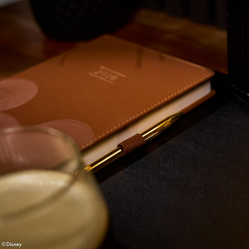 Undated Premium Espresso Disney Mickey Mouse Book Bound Planner - Small Dashboard Layout - 12 Months