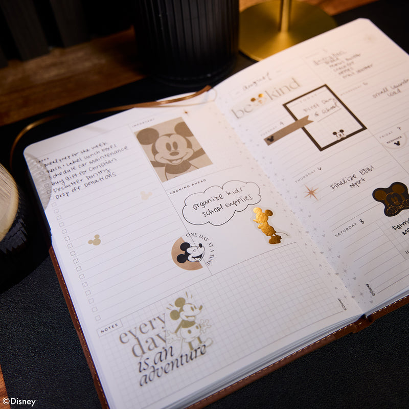 Undated Premium Espresso Disney Mickey Mouse Book Bound Planner - Small Dashboard Layout - 12 Months