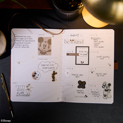 Undated Premium Espresso Disney Mickey Mouse Book Bound Planner - Small Dashboard Layout - 12 Months