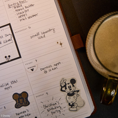 Undated Premium Espresso Disney Mickey Mouse Book Bound Planner - Small Dashboard Layout - 12 Months
