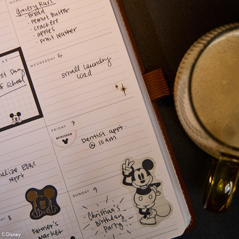 Undated Premium Espresso Disney Mickey Mouse Book Bound Planner - Small Dashboard Layout - 12 Months