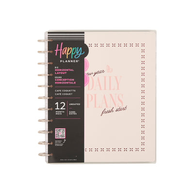 Undated Café Coquette Customizable Planner - Big Horizontal Layout - 12 Months