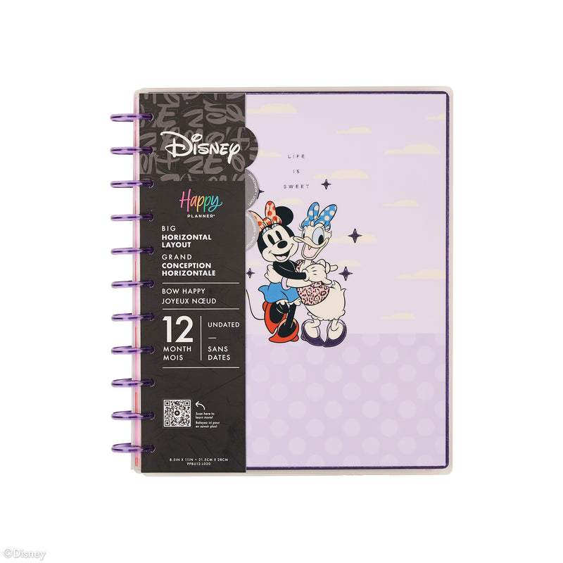Undated Disney Minnie Mouse Bow Happy Customizable Planner - Big Horizontal Layout - 12 Months