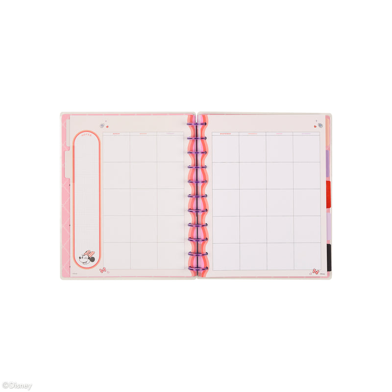 Undated Disney Minnie Mouse Bow Happy Customizable Planner - Big Horizontal Layout - 12 Months