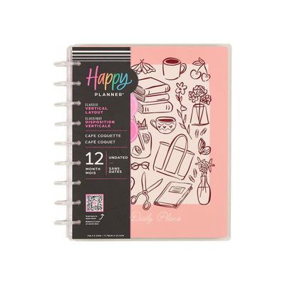 Undated Café Coquette Customizable Planner - Classic Vertical Layout - 12 Months