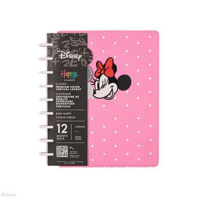 Undated SPECIALTY Disney Minnie Mouse Bow Happy Customizable Planner - Classic Vertical Layout - 12 Months