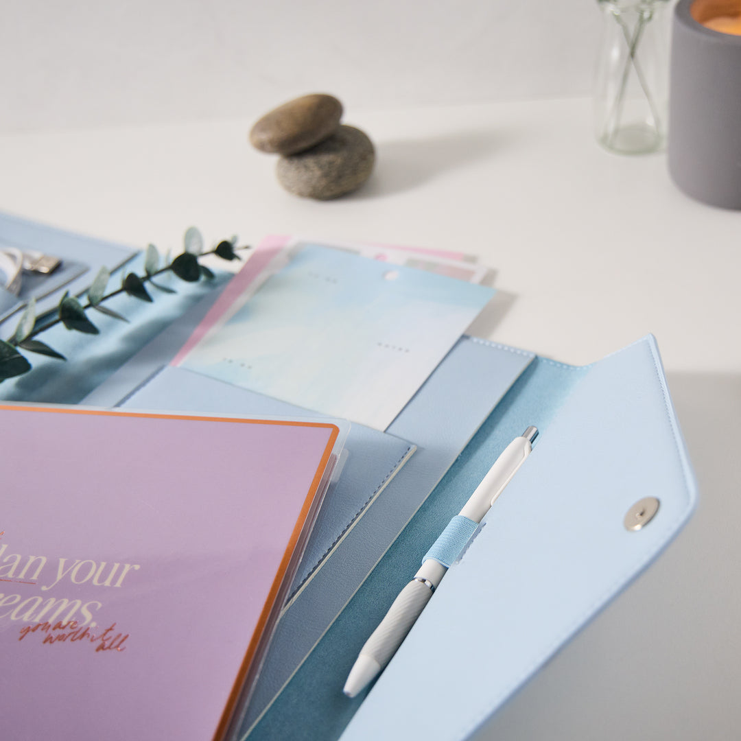 Cornflower Vegan Leather - Deluxe Classic Planner Folio – Happy