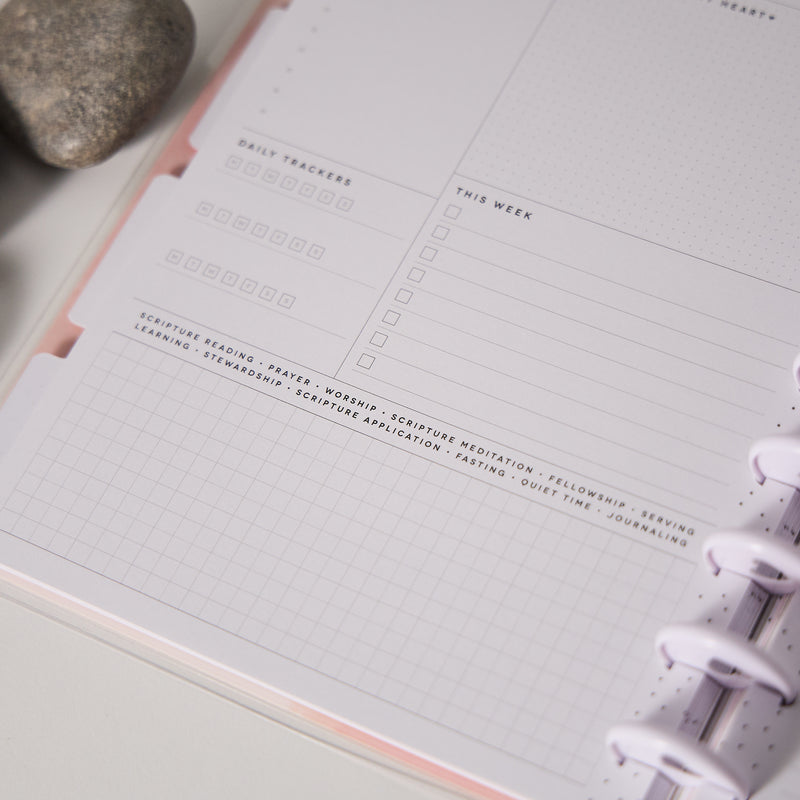 Undated Rise & Align Customizable Faith Planner - Classic Faith Layout - 12 Months