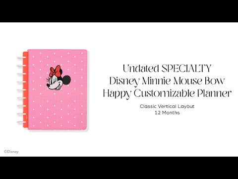 Undated SPECIALTY Disney Minnie Mouse Bow Happy Customizable Planner - Classic Vertical Layout - 12 Months
