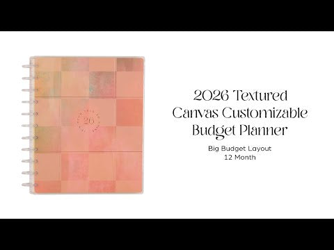 2026 Textured Canvas Customizable Budget Planner - Big Budget Layout - 12 Months