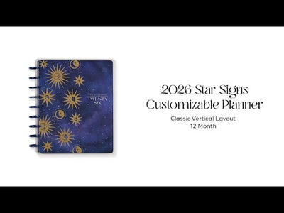 2026 Star Signs Customizable Planner - Classic Vertical Layout - 12 Months