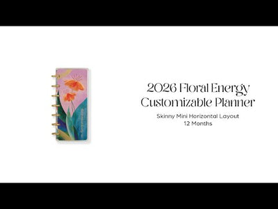 2026 Floral Energy Customizable Planner - Skinny Mini Horizontal Layout - 12 Months