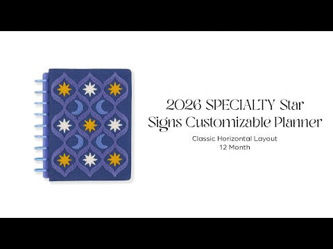 2026 SPECIALTY Star Signs Customizable Planner - Classic Horizontal Layout - 12 Months