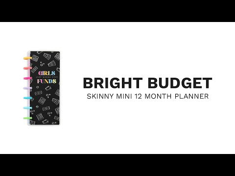 2024 Bright Budget Happy Planner - Skinny Mini Horizontal Layout - 12 Months