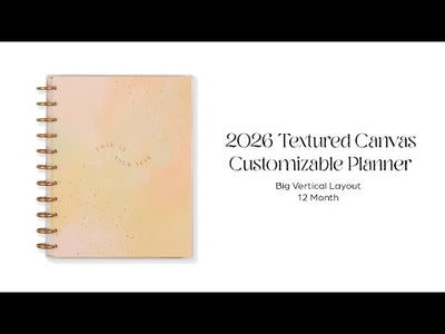 2026 Textured Canvas Customizable Planner - Big Vertical Layout - 12 Months