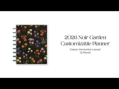 2026 Noir Garden Customizable Planner - Classic Horizontal Layout - 12 Months