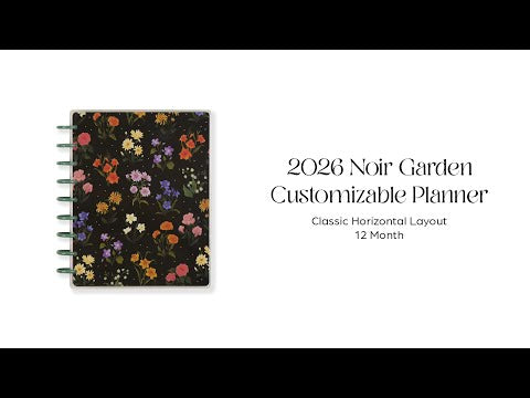 2026 Noir Garden Customizable Planner - Classic Horizontal Layout - 12 Months