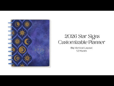 2026 Star Signs Customizable Planner - Big Vertical Layout - 12 Months