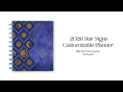 2026 Star Signs Customizable Planner - Big Vertical Layout - 12 Months