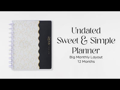 Undated Sweet & Simple Customizable Planner - Big Monthly Layout - 12 Months