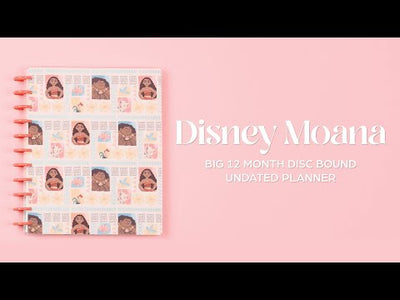 Undated Disney Moana Customizable Planner - Big Vertical Layout - 12 Months