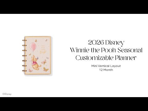 2026 Disney Winnie the Pooh Seasonal Customizable Planner - Mini Vertical Layout - 12 Month