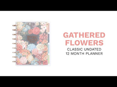 Undated Gathered Flowers Frosted Happy Planner - Classic Dashboard Layout - 12 Months
