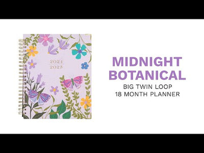 2024 Midnight Botanical Twin Loop Happy Planner - Big Vertical Layout - 18 Months
