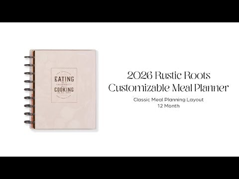 2026 Rustic Roots Customizable Meal Planner - Classic Meal Planning Layout - 12 Months