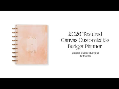 2026 Textured Canvas Customizable Budget Planner - Classic Budget Layout - 12 Months