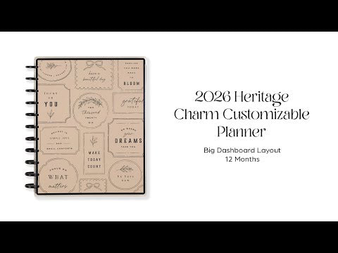 2026 Heritage Charm Customizable Planner - Big Dashboard Layout - 12 Months