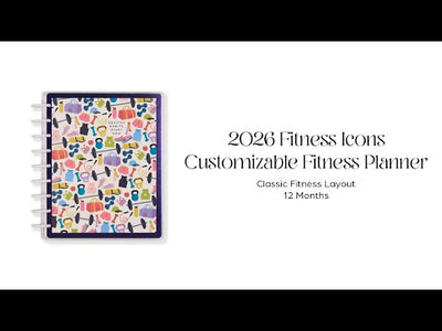 2026 Fitness Icons Customizable Fitness Planner - Classic Fitness Layout - 12 Months