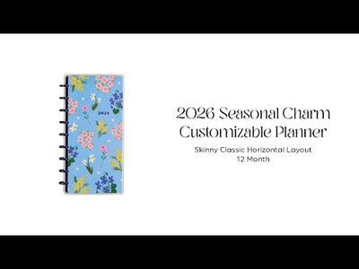 2026 Seasonal Charm Customizable Planner - Skinny Classic Horizontal Layout - 12 Months
