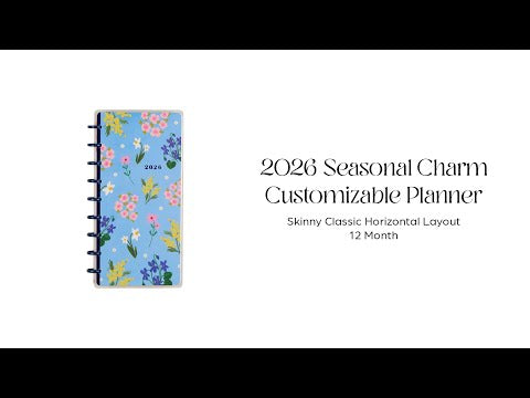 2026 Seasonal Charm Customizable Planner - Skinny Classic Horizontal Layout - 12 Months