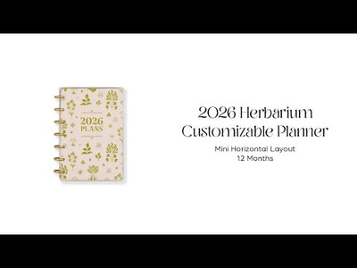 2026 Herbarium Customizable Planner - Mini Horizontal Layout - 12 Months