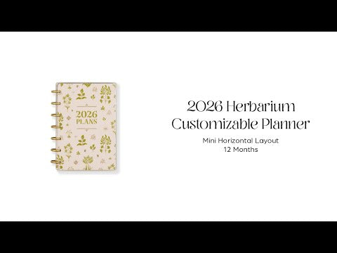 2026 Herbarium Customizable Planner - Mini Horizontal Layout - 12 Months