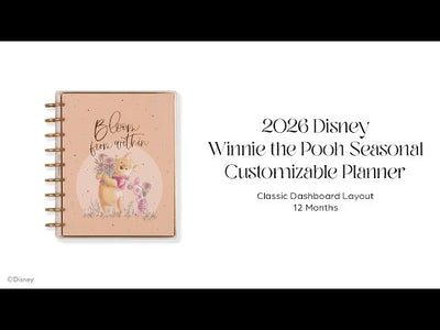 2026 Disney Winnie the Pooh Seasonal Customizable Planner - Classic Dashboard Layout - 12 Months
