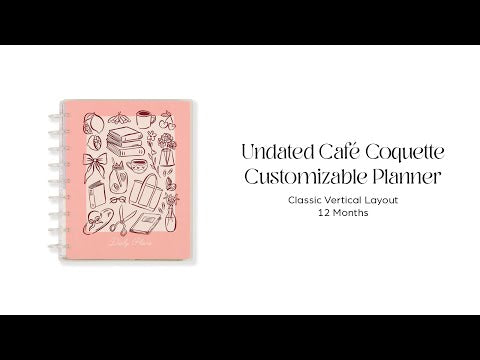 Undated Café Coquette Customizable Planner - Classic Vertical Layout - 12 Months